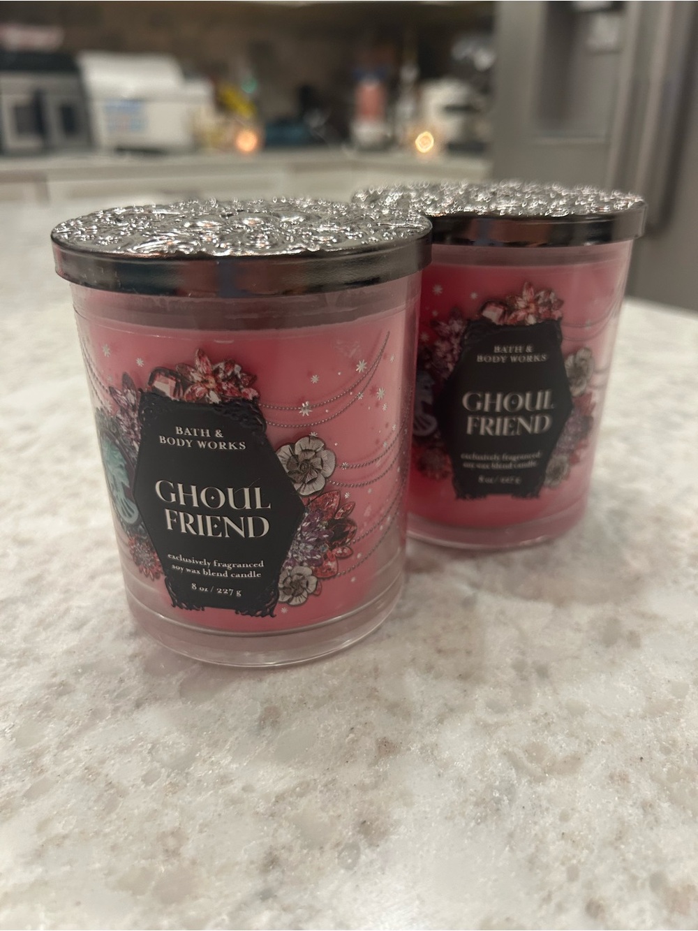 “New” Bath & Body Works Set of 2  Pink 'Ghoul Friend Candles 8 oz each